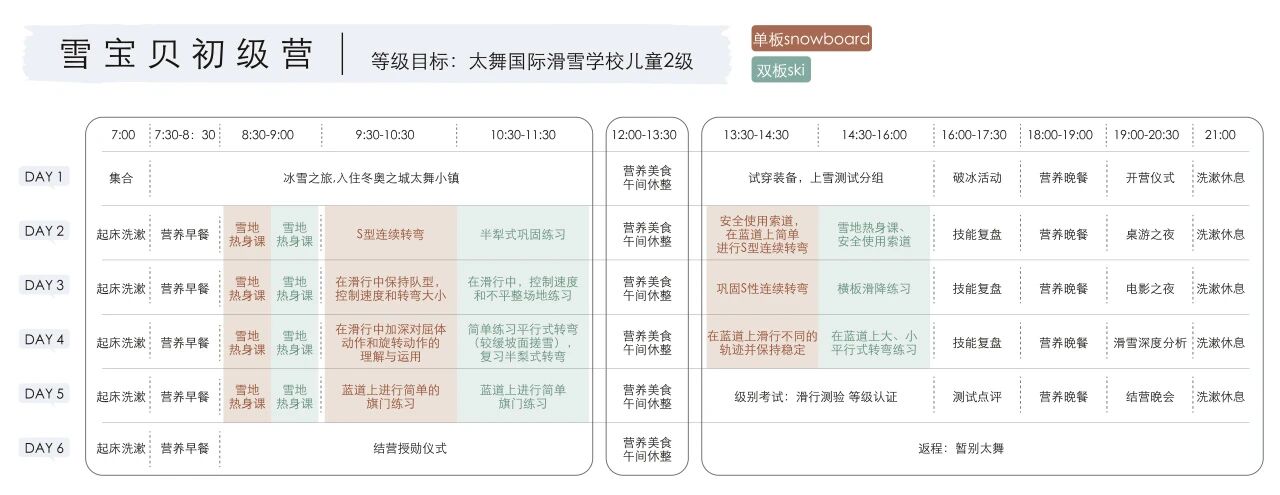 太舞初级营日程表