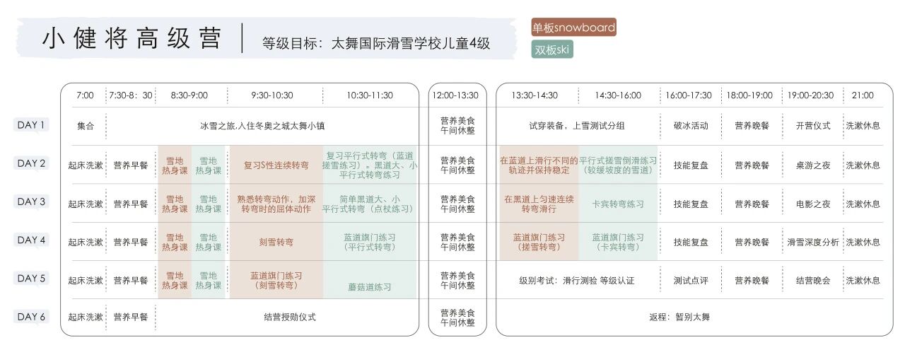太舞初级营日程表