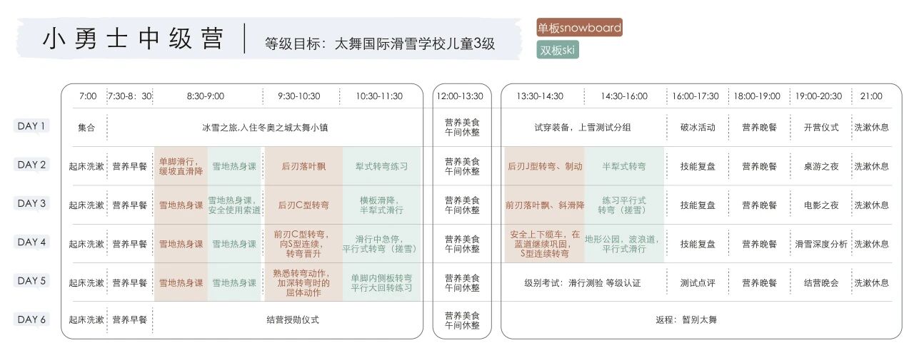 太舞初级营日程表